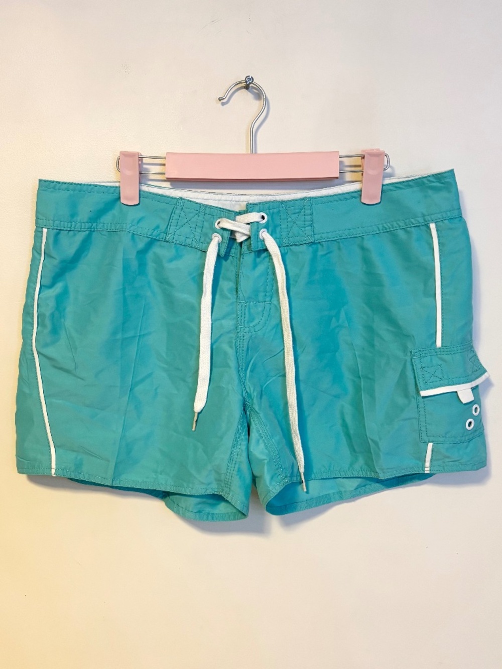 Body Glove Trendy Low Rise Swim Board Shorts Drawstring Teal Womens Size 11
